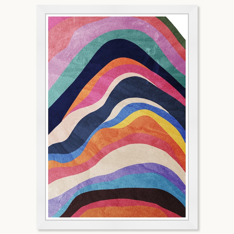 Wynwood Studio Flowing Tides Framed Retro Colorful Abstract Prints - 15 x 21 - White