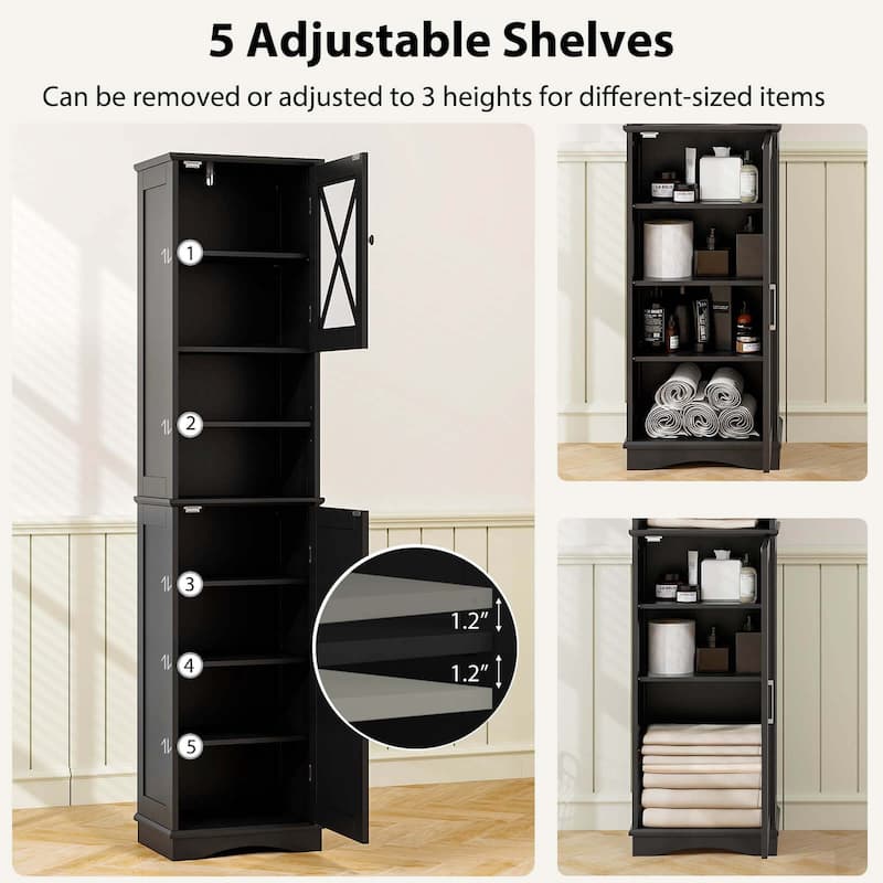 Costway 67" Tall Bathroom Cabinet Freestanding Storage Cabinet with 5 - See Details