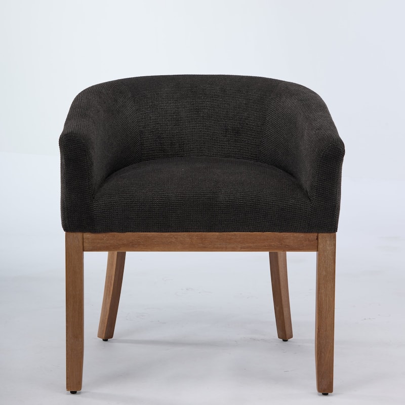GDF Studio - Winslow Mid-Century Modern Barrel Dining Chair with Arms and Linen Upholstery