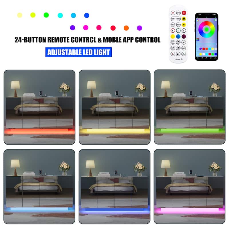 LED Illuminated Mirror 4 Doors Cabinet Modern Smart Storage Cabinet