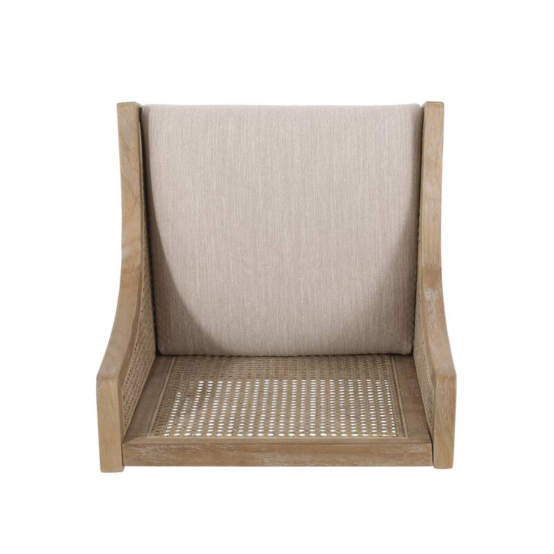 French Country Breck Upholstered Barstools with Cane Backrest (Set of 2) - 30-inch Seat Height by Christopher Knight Home