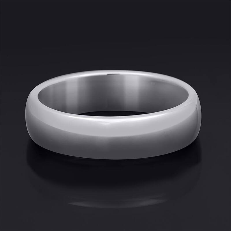 Men's 4.5mm Solid Sterling Silver Platinum Finish Comfort Fit Ring