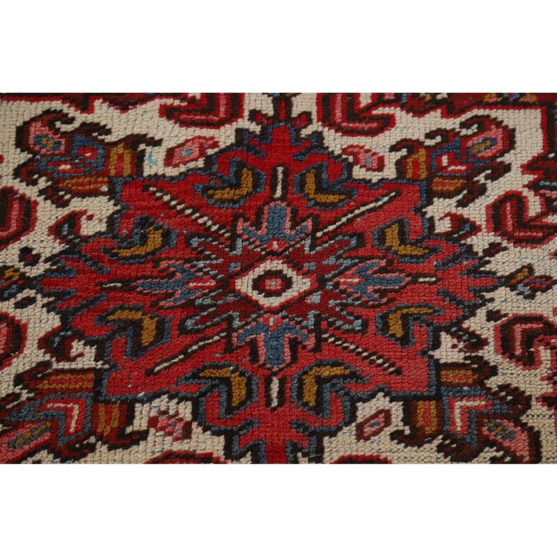 Geometric Heriz Serapi Persian Area Rug Hand-Knotted Wool Carpet - 9'6" x 12'9"