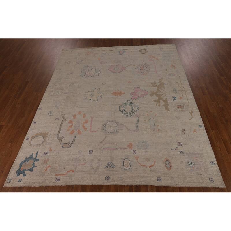 Oriental Vegetable Dye Oushak Turkish Rug Hand-Knotted Wool Carpet - 8'3"x 9'7"