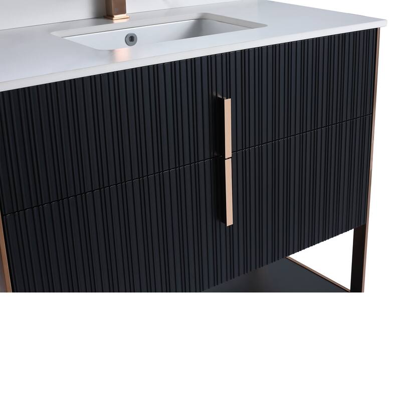 Fine Fixtures Serenity Modern Bathroom Vanity with White Stone Top