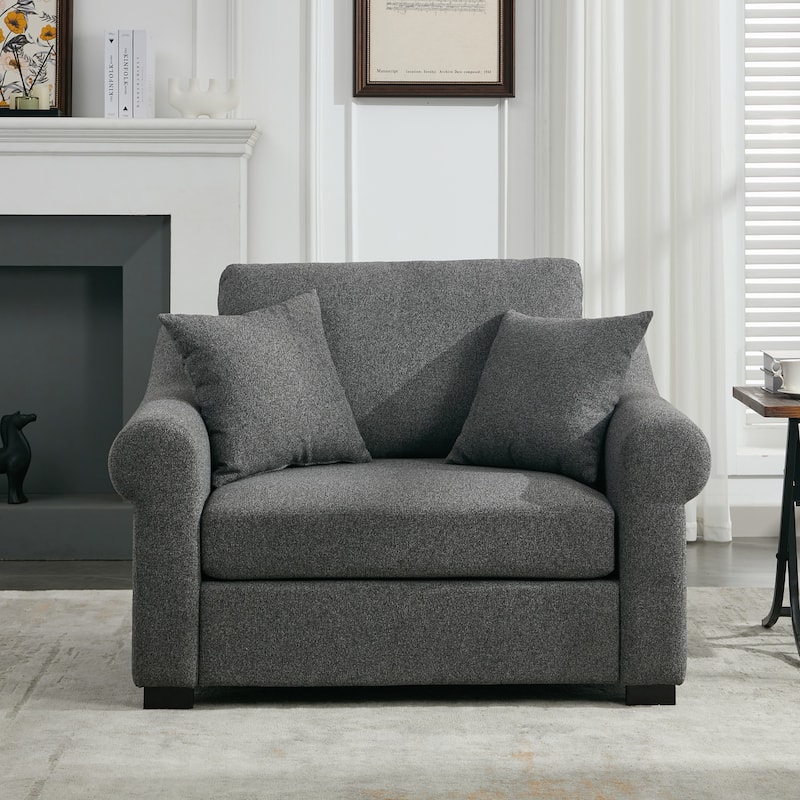 Modern Chenille Oversized Armchair - Grey