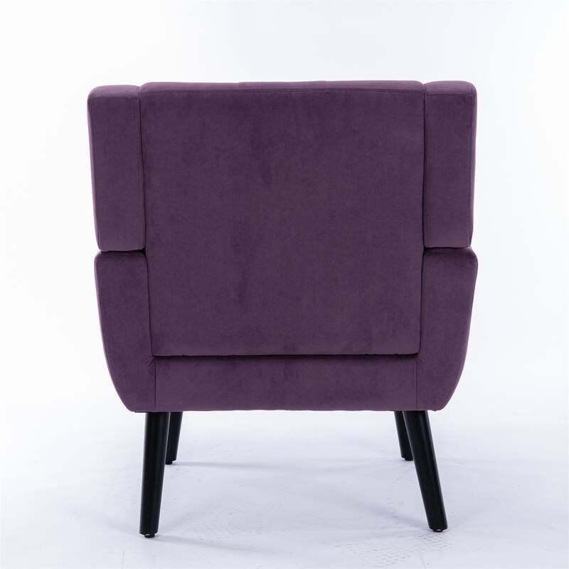 Modern Soft Velvet Armchair, Ergonomics Accent Chair W/Curved Back, Upholstered Single Sofa With 250 Lbs Weight Capacity