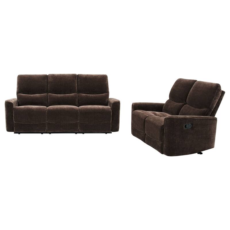 Navarro Upholstered Reclining Sofa Set - Dark Brown - 2 Piece