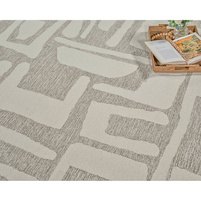 Exquisite Rugs Carmel Handmade Hand-tufted New Zealand Wool on Canvas Beige/Ivory Area Rug