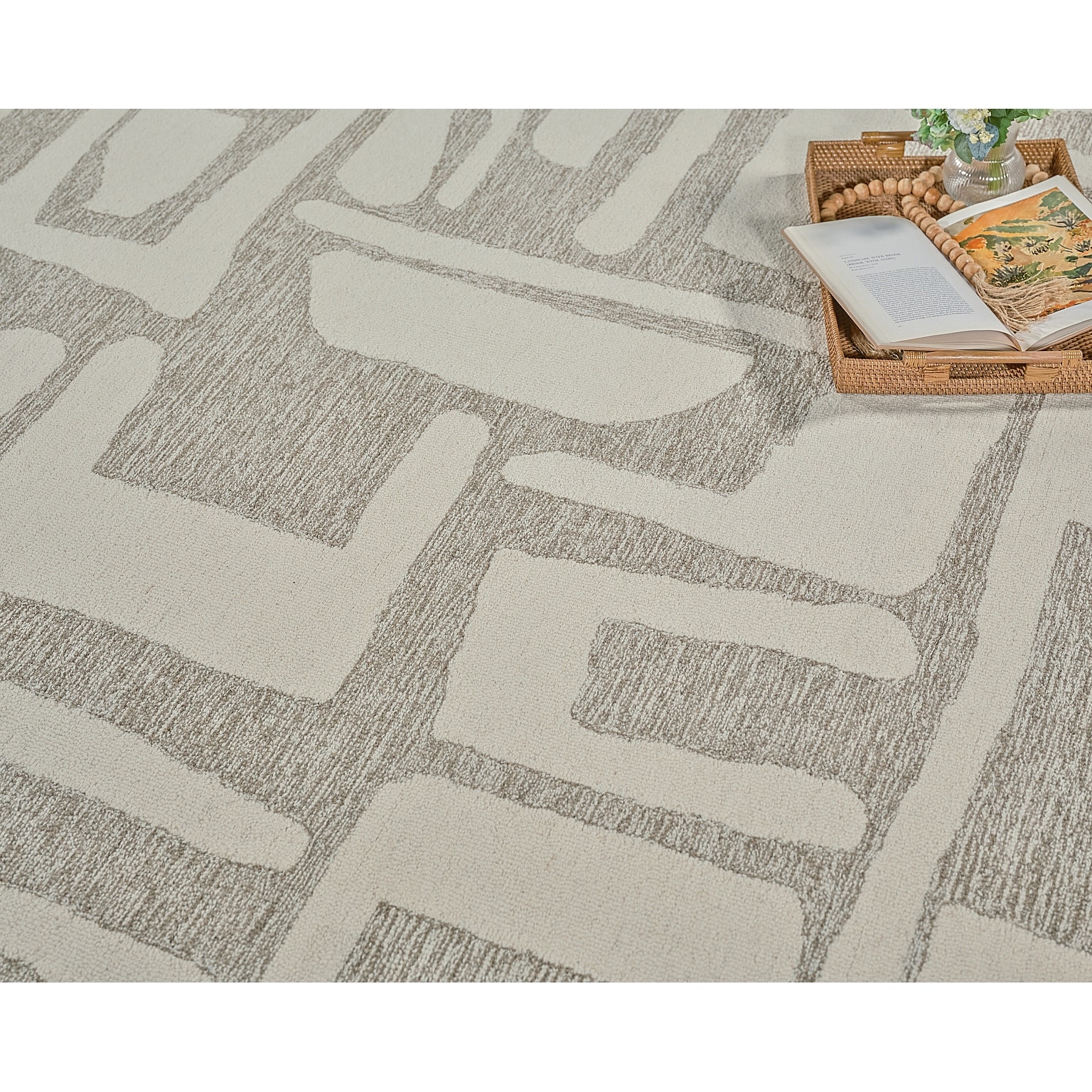Exquisite Rugs Carmel Handmade Hand-tufted New Zealand Wool on Canvas Beige/Ivory Area Rug