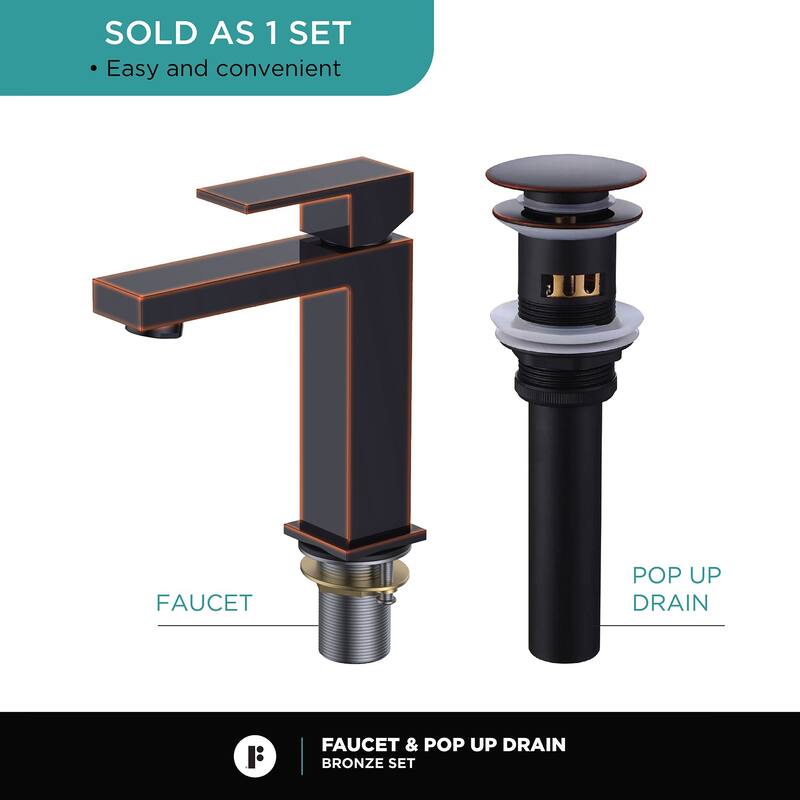 Fine Fixtures Modern Single Hole Bathroom Sink Faucet with Pop-up Drain and Strainer Basket
