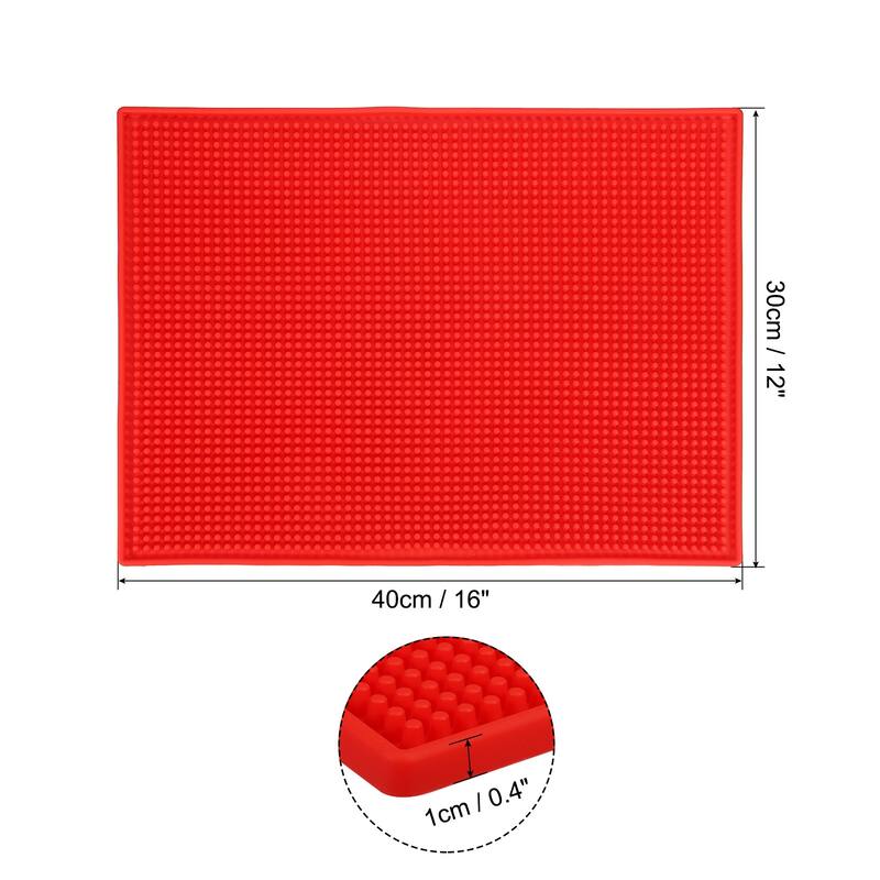 PVC Bar Mat Non-Slip Bar Service Cup Mat Spill Mat - Red - 16" x 12" x 0.4"
