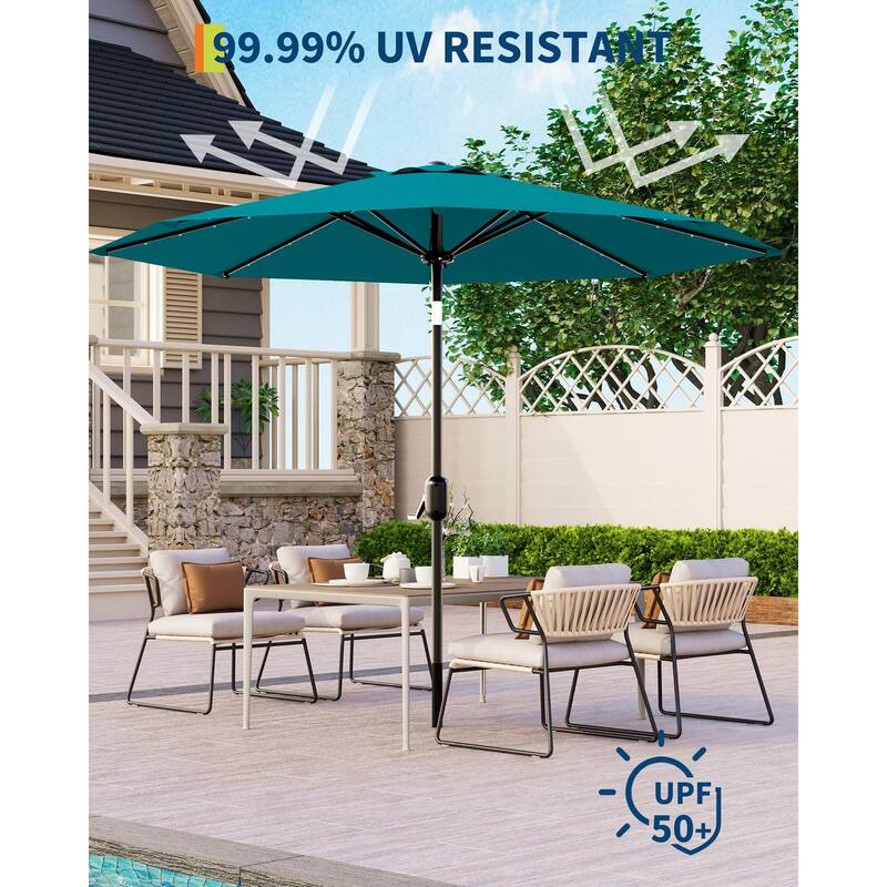 Coromose 9FT Outdoor Patio Umbrella, 8 Sturdy Ribs, with 32 LED Lights