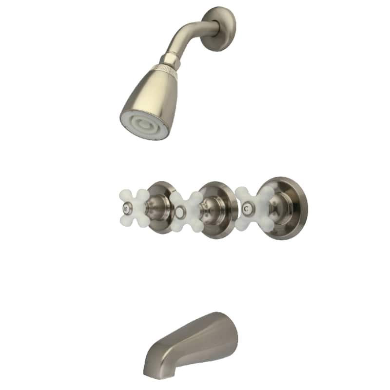 Victorian Three-Handle Tub and Shower Faucet - Brushed Nickel
