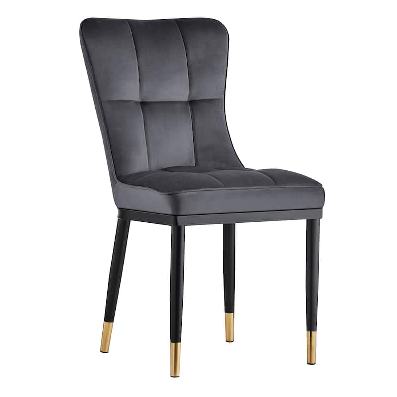Velvet Upholstered Dining Chairs with Metal Legs, Set of 2/4 - 35.8"H x 18.9"W x 23.2"D