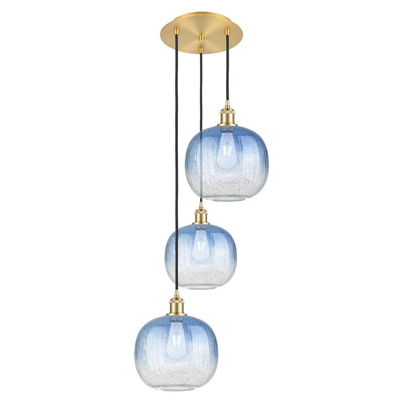 Innovations Lighting Endless Possibilities Ballston - Brookhaven Sphere - 3 Light 17" Cord Hung Multi Pendant - Satin Gold/Sapphire Blue