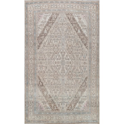 Muted Traditional Geometric Hamedan Persian Area Rug Wool Handmade - 6'10" x 9'9"
