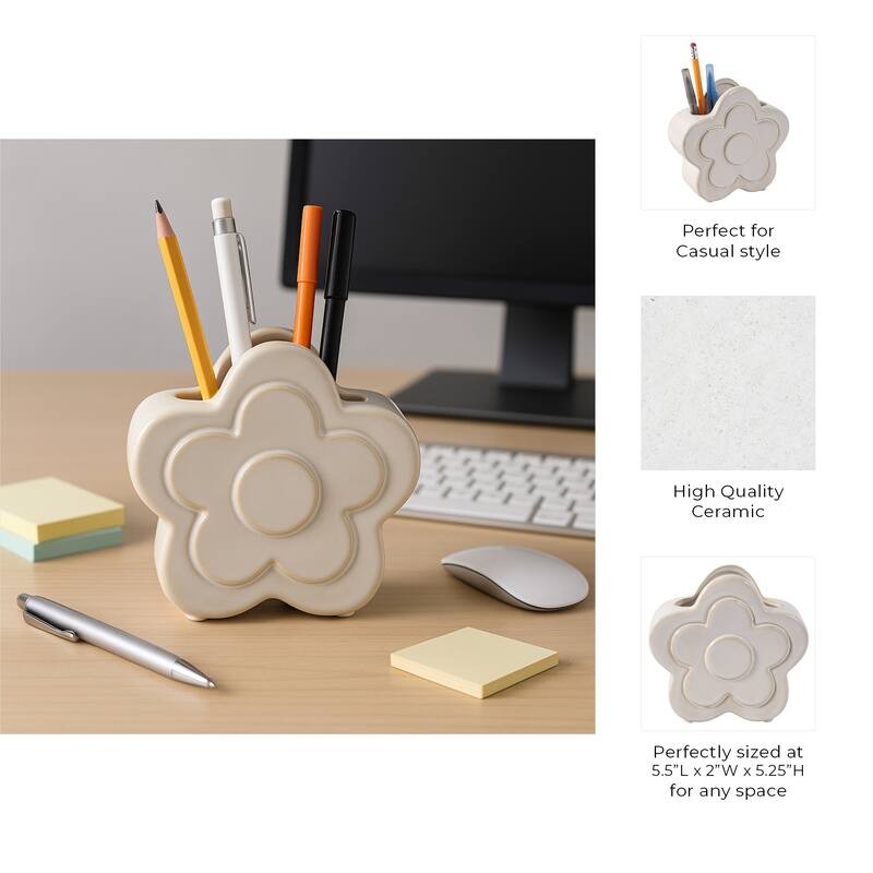 Ceramic Storage Flower Shape Modern Accent - 6"