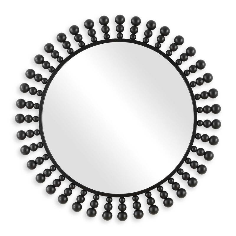 Uttermost 08237 Aziel 44" Sunburst Flat Metal Framed Accent Mirror - Satin Black