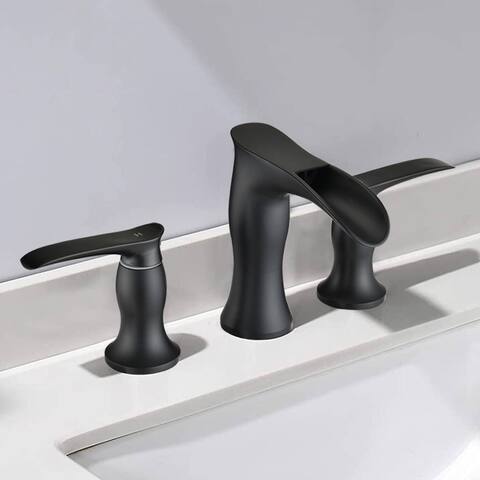 BATHLET Victoria Widespread Waterfall Sink Faucet in Matte Black