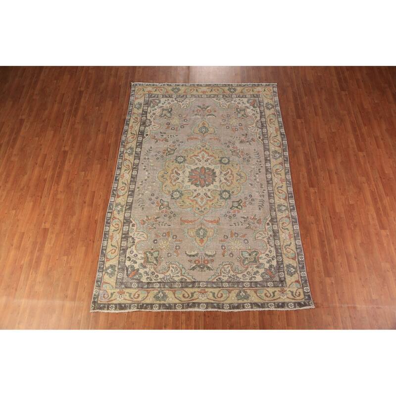 Medallion Tabriz Persian Area Rug Oriental Floral Handmade Wool Carpet - 6'8"x 9'7"