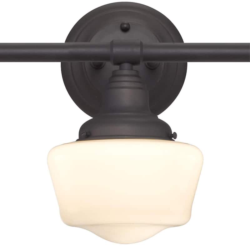 Westinghouse Scholar Three-Light Indoor Wall Fixture, Oil Rubbed Bronze Finish with White Opal Glass - 3-Light