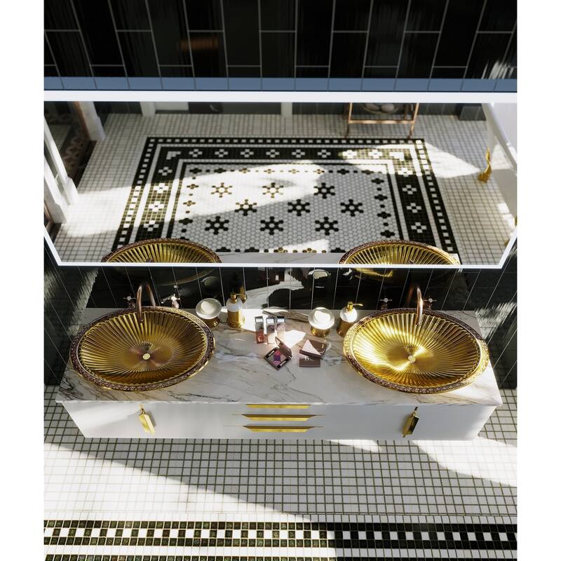 Olive Tempered Glass Oval Vessel Bathroom Sink - 22"