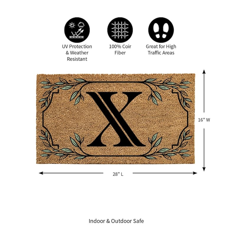 28 in. x 16 in. Monogram Coir Mat, Letter "X"