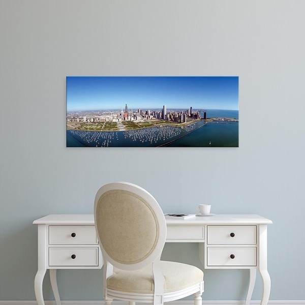 Easy Art Prints Panoramic Images's 'Chicago Harbor, City Skyline, Illinois' Premium Canvas Art