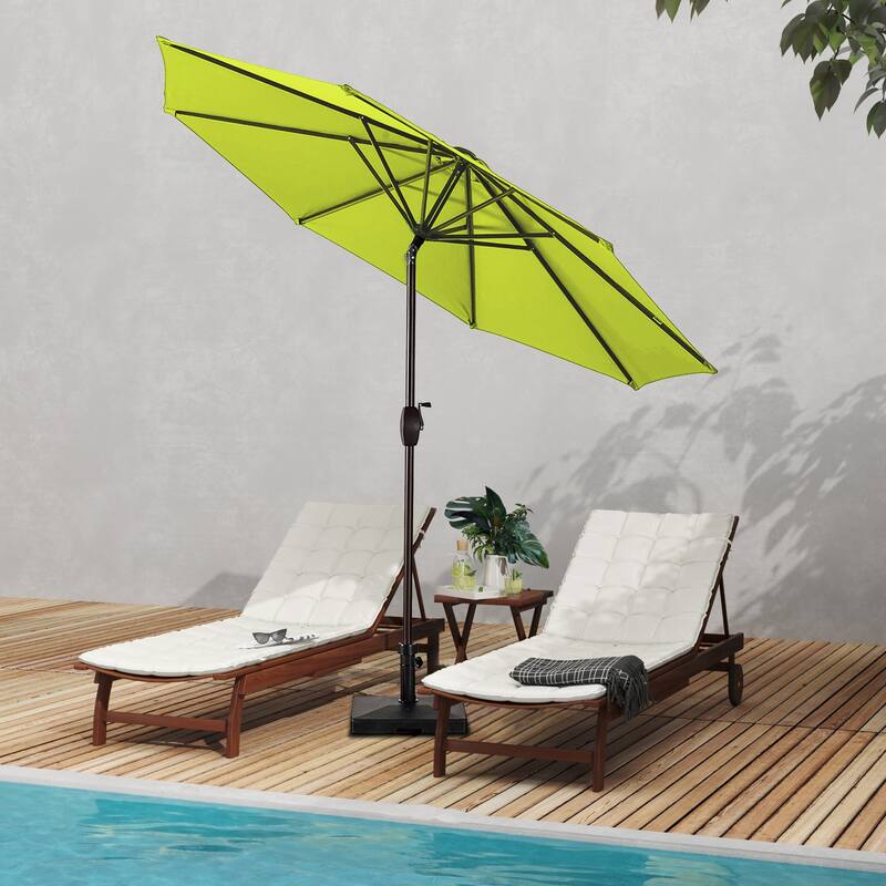 Brock 9-Foot Market Patio Umbrella with Concrete Base Weight Stand Included - Lime Green