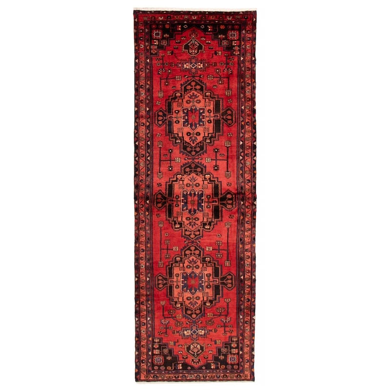 ECARPETGALLERY Hand-knotted Anadol Red Wool Rug - 3'4 x 10'1 - Red - 3'4 x 10'1