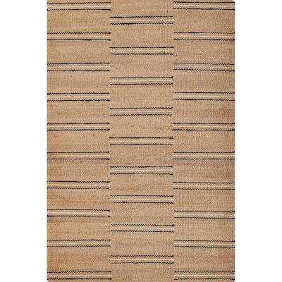 Erin Gates by Momeni Crescent Broken Stripe Natural Hand Woven Jute Area Rug