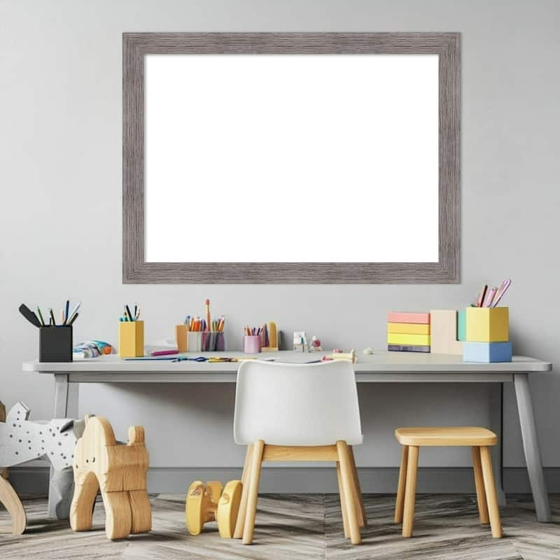Amanti Art Pinstripe Plank Grey Narrow Framed Dry Erase Magnetic Board
