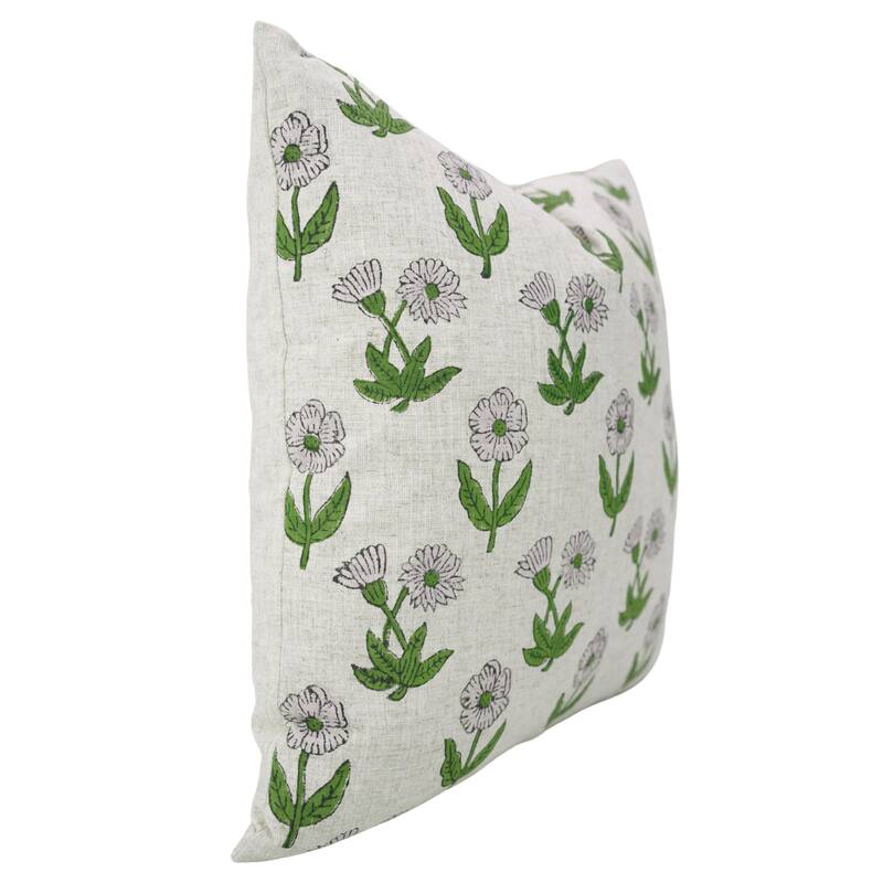 Fabdivine Handcrafted Floral Pillow Cover Viscsoe Linen Square, Kirti