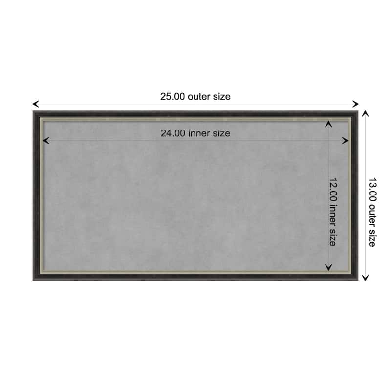 Amanti Art Theo Black Silver Narrow Framed Magnetic Board - Board Size 24x12