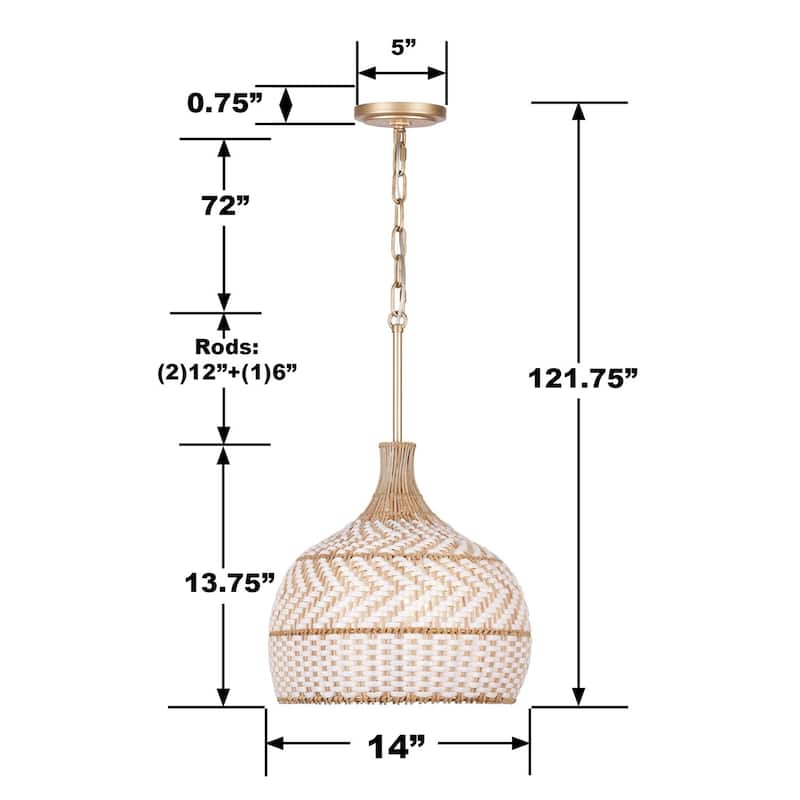 Zanzibar 3 Light Soft Gold Pendant - 14"W x 14"H x 14"D