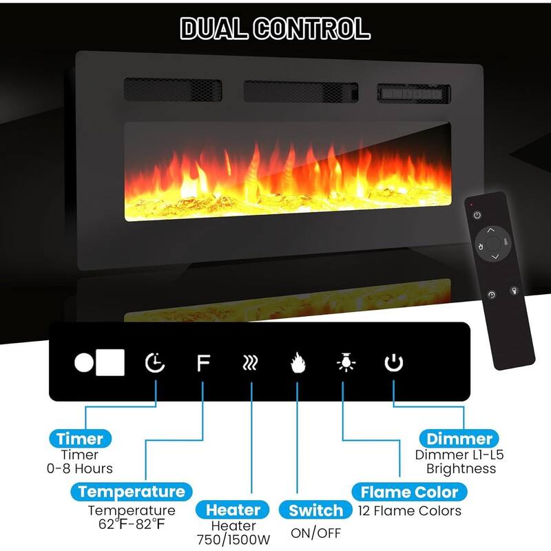 TV Stand For TVs Up To 80" With 36" Electric Fireplace Included