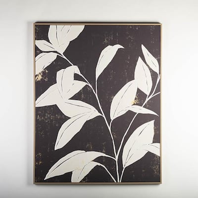 Framed Canvas Print Noir Cut Leaves Wall Decor