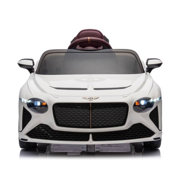 slide 2 of 52, 12V Bentley Bacalar Kids Ride On Car, Battery-Powered Electric Vehicle with Remote Control, Music Player, and LED Lights White