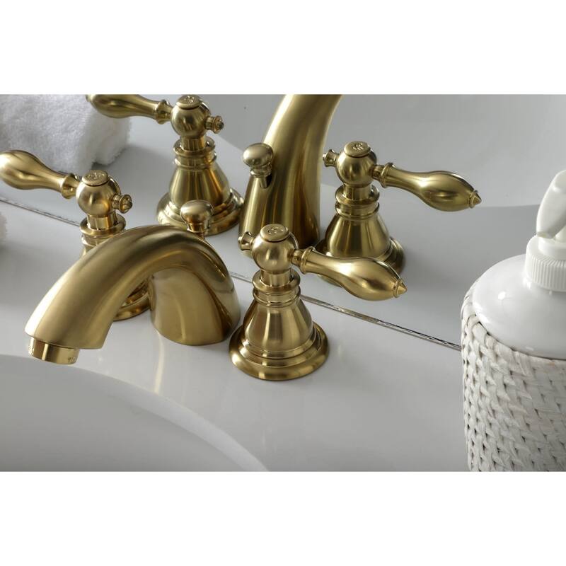 Kingston Brass American Classic 1.2 GPM Widespread Bathroom Faucet - Brushed Brass