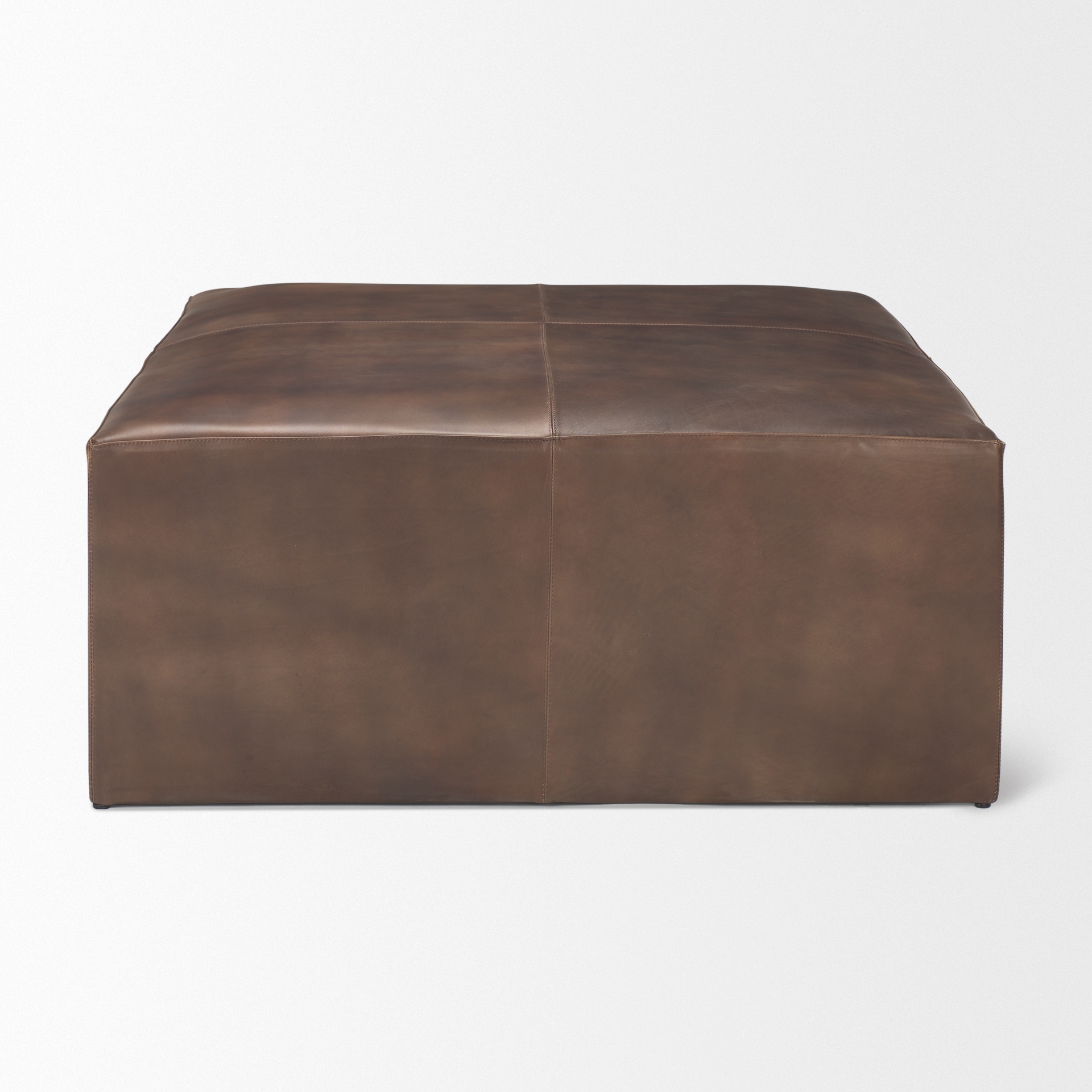 Ottoman with 2025 leather wrapped base