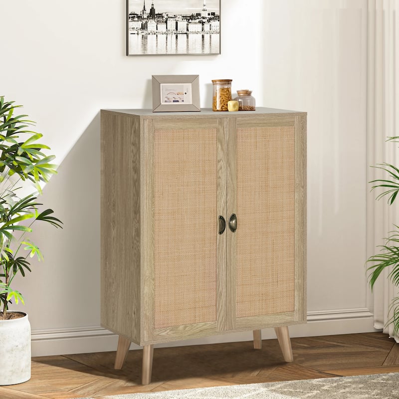 Rattan Drawer Accent Storage Cabinet for Living Room