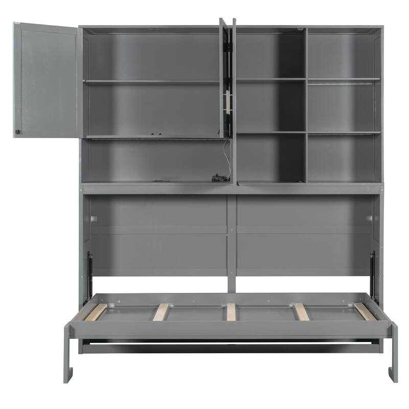 Twin Murphy Bed with Fold-Up Storage Design