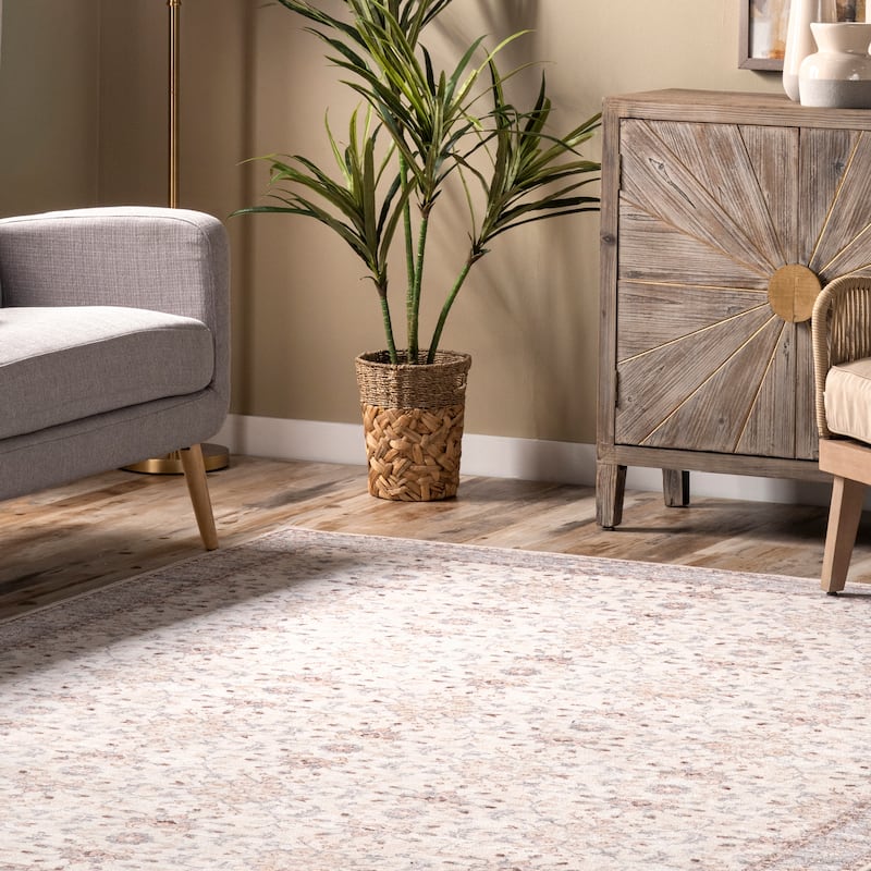 Nuloom Gemma SpinClean Machine Washable Transitional Floral Area Rug