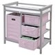 preview thumbnail 4 of 5, Costway Gray Pink Infant Baby Changing Table w/3 Basket Hamper Diaper