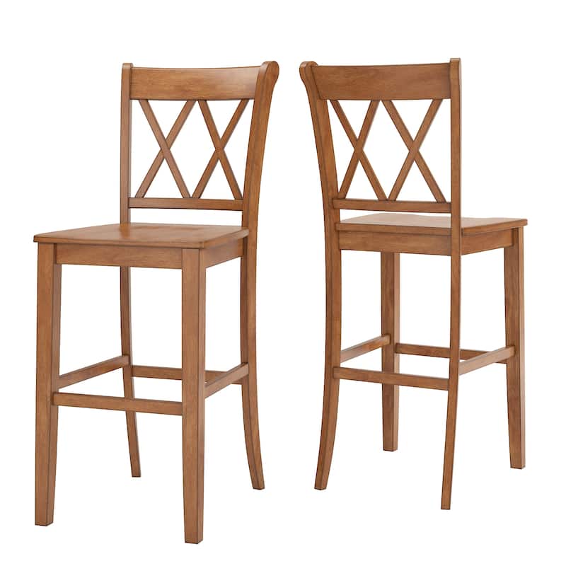 Eleanor X Back Bar Height Chairs (Set of 2) by iNSPIRE Q Classic - Oak