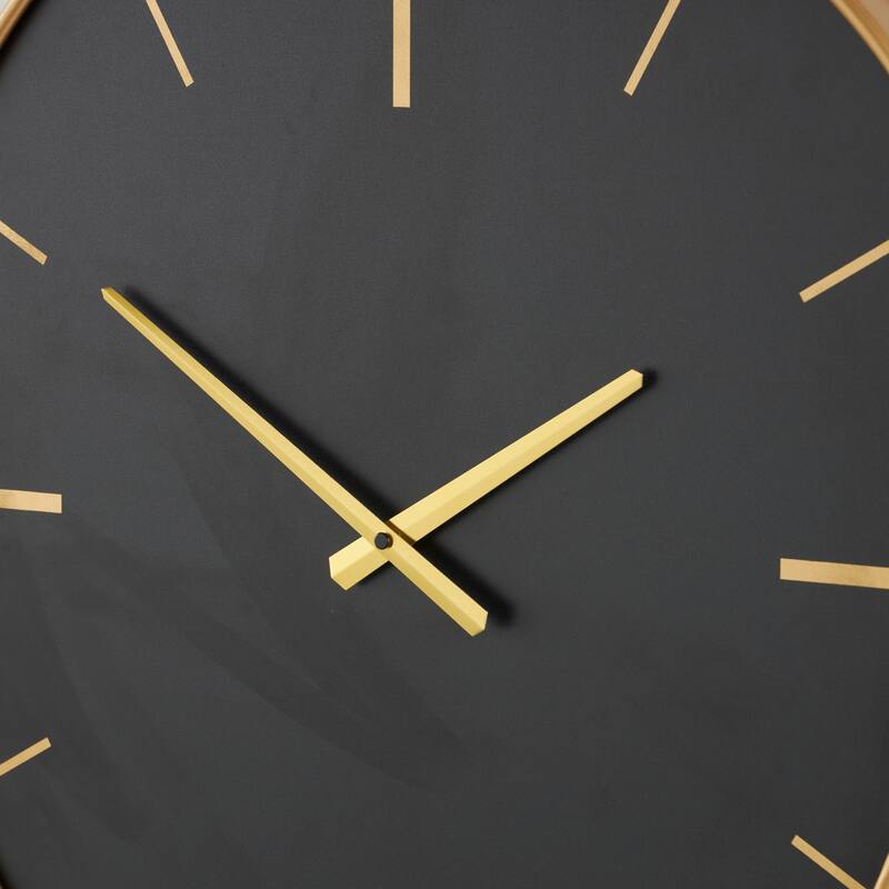 Black Wooden Wavy Decorative Wall Clock with Gold Hands and Markers - 2"W x 21"L x 24"H