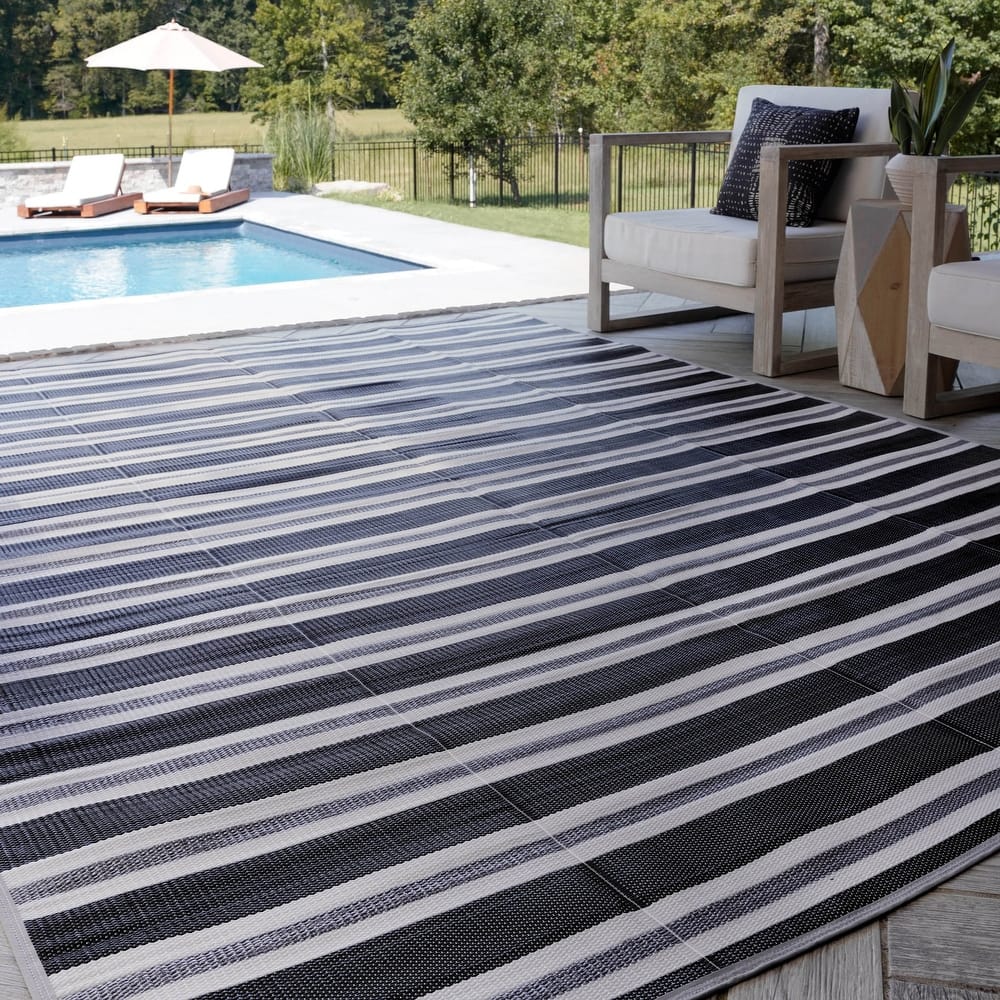 Lalune Beach Stripe Indoor Outdoor Area Rug