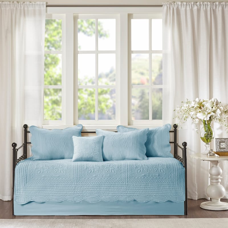 Madison Park Venice 6 Piece Scalloped Edge Daybed Cover Set - Blue