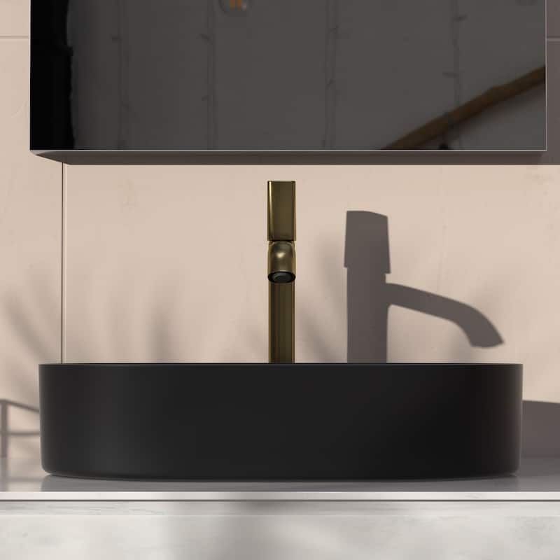 White Vessel Sink Oval Bathroom Sink, Ceramic Bathroom Above Counter Vanity Sink